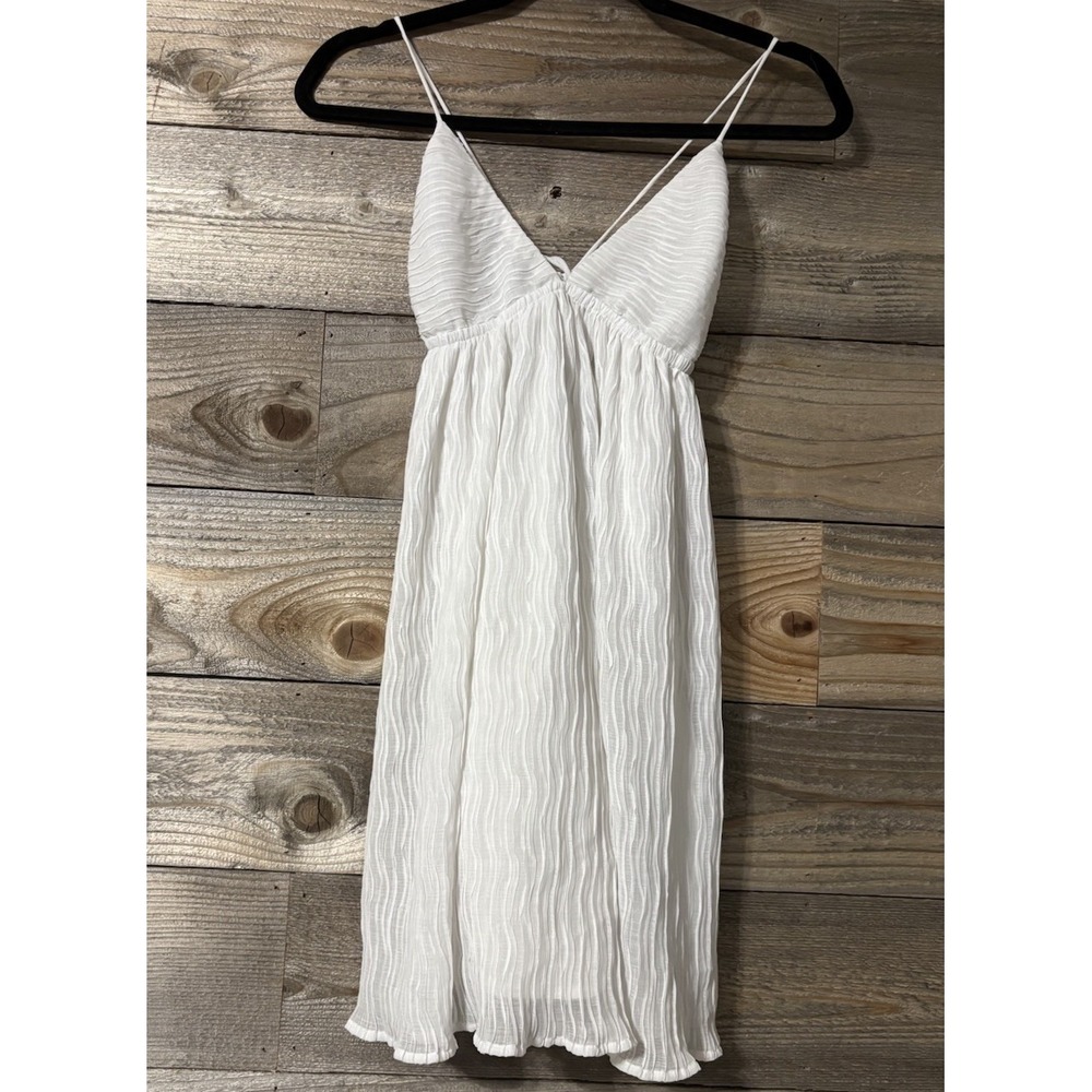 Princess Polly Dress Womens Sz 6 White Crinkle Chiffon Slip Mini Lined Sundress